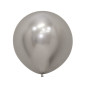 Ballons ronds 24" (60cm) argent chromé (Reflex Silver 981) – 3 Pcs