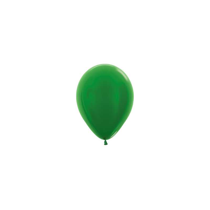 Ballons ronds 5" (12cm) vert métallique (Metallic Green 530) – 50 Pcs
