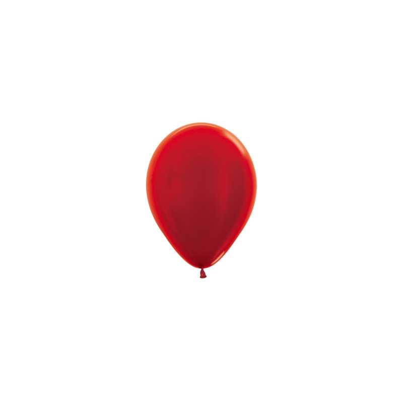 Ballons ronds 5" (12cm) rouge métallique (Metallic Red 515) – 50 Pcs