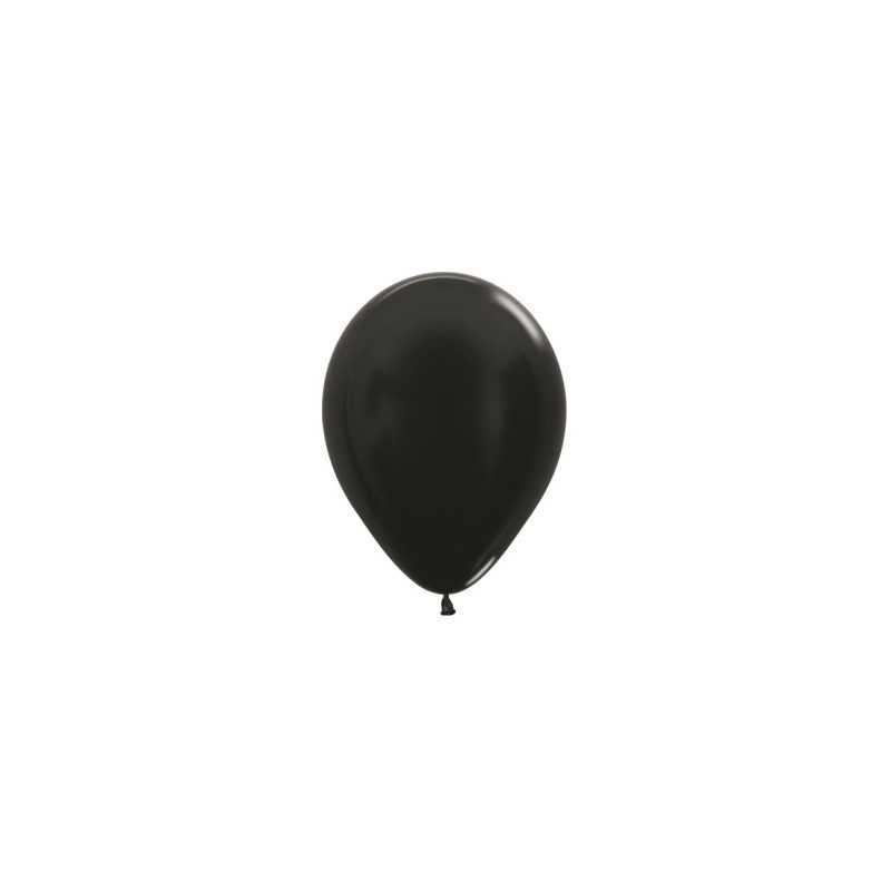 Ballons ronds 5" (12cm) noir métallique (Metallic Black 580) – 50 Pcs