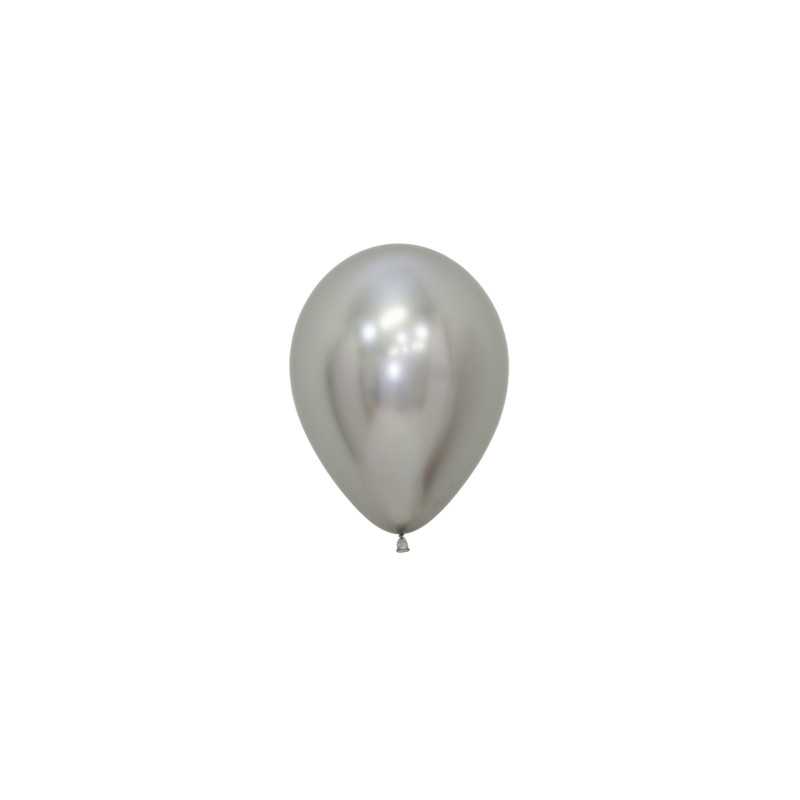 Ballons ronds 5" (12cm) argent chromé (Reflex Silver 981) – 50 Pcs