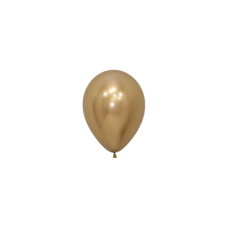 Round balloons 5" (12cm) chrome gold (Reflex Gold 970) – 50 Pcs