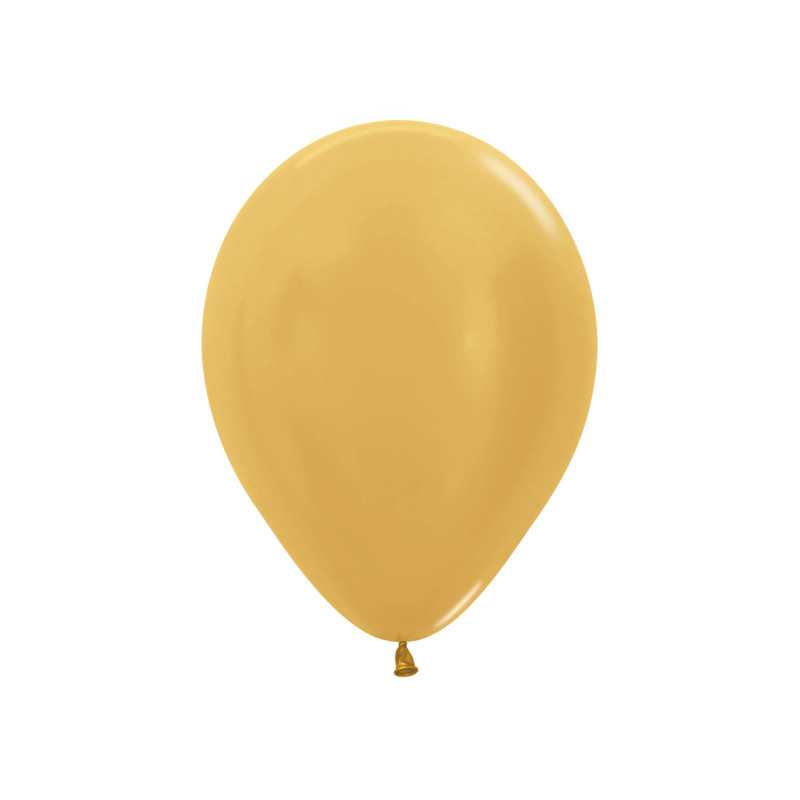 Round balloons 9" (23cm) metallic gold (Metallic Gold 570) – 50 pcs