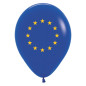 Ballons ronds 12" (30cm) bleu roi imprimé drapeau européen – 25 Pcs