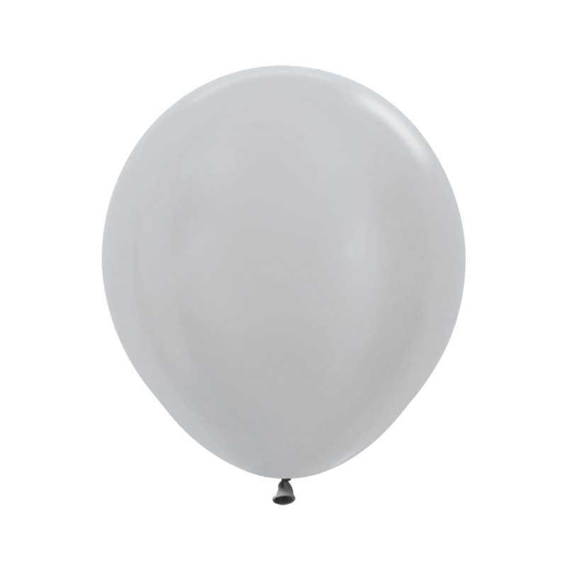 Ballons ronds 18" (40cm) argent perlé (Pearl Silver 481) – 25 Pcs