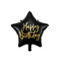 Ballon étoile Happy Birthday noir 40cm