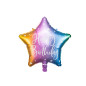 Ballon étoile Happy Birthday pastel arc-en-ciel 40cm