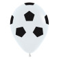 Ballons ronds 12" (30cm) imprimés Football blanc (White 005) – 25 Pcs