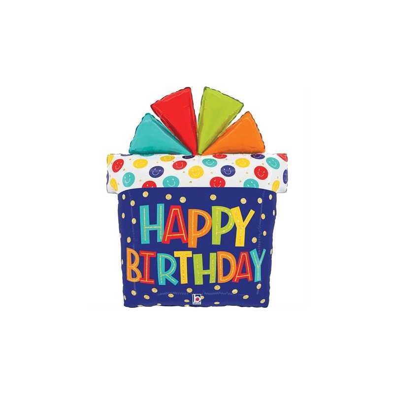 Ballon aluminium Paquet cadeau d'anniversaire 26" (65cm)