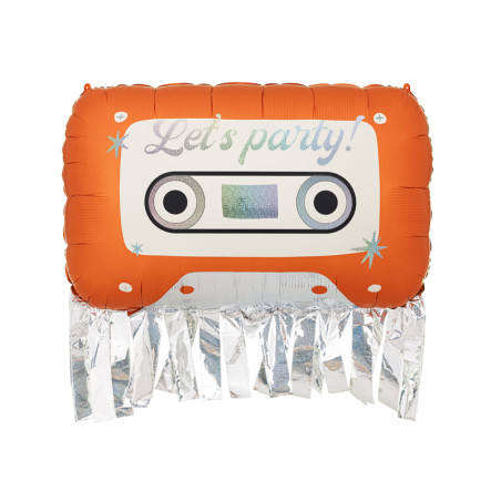 ballon-aluminium-cassette-orange-lets-party-91cm
