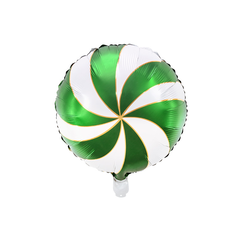 Ballon rond aluminium Candy blanc vert et doré 35cm